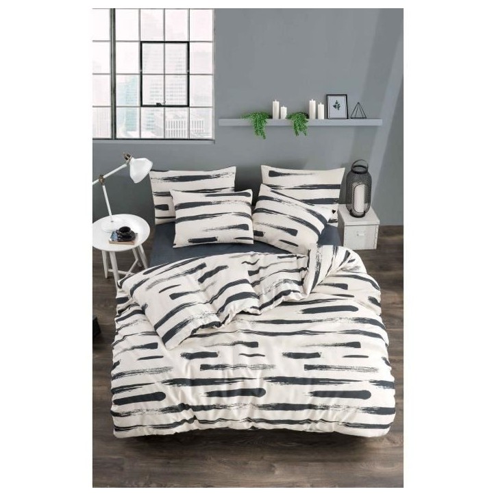 Parure de lit - 1 housse de couette 220 x 240 cm + 2 taies d'oreiller 60 x 60 cm - 65% coton, 35% polyester - Blanc Parure de lit - 1 housse de couette 220 x 240 cm + 2 taies d'oreiller 60 x 60 cm - 65% coton, 35% polyester - Blanc