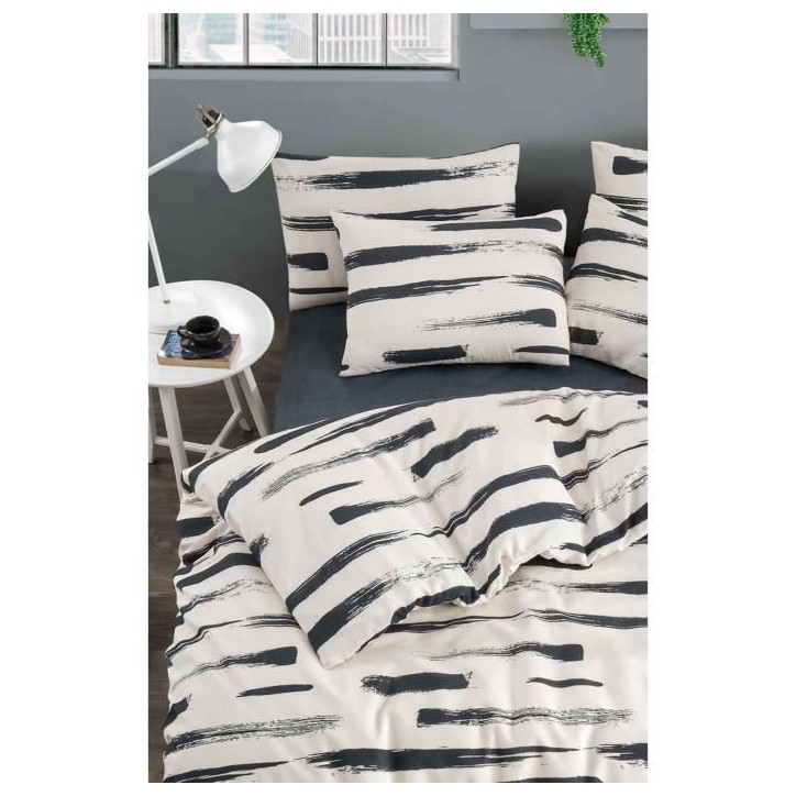 Parure de lit - 1 housse de couette 220 x 240 cm + 2 taies d'oreiller 60 x 60 cm - 65% coton, 35% polyester - Blanc Parure de lit - 1 housse de couette 220 x 240 cm + 2 taies d'oreiller 60 x 60 cm - 65% coton, 35% polyester - Blanc