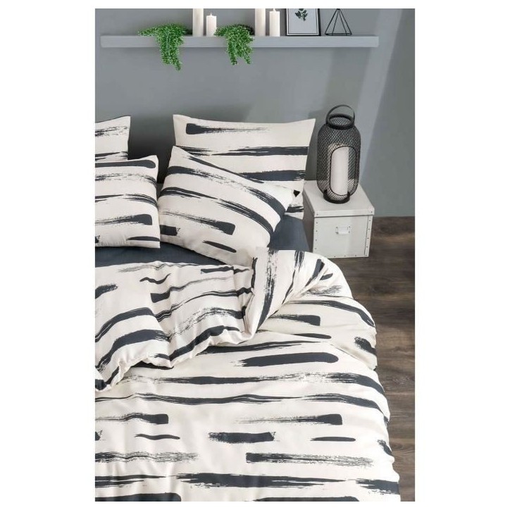 Parure de lit - 1 housse de couette 220 x 240 cm + 2 taies d'oreiller 60 x 60 cm - 65% coton, 35% polyester - Blanc Parure de lit - 1 housse de couette 220 x 240 cm + 2 taies d'oreiller 60 x 60 cm - 65% coton, 35% polyester - Blanc