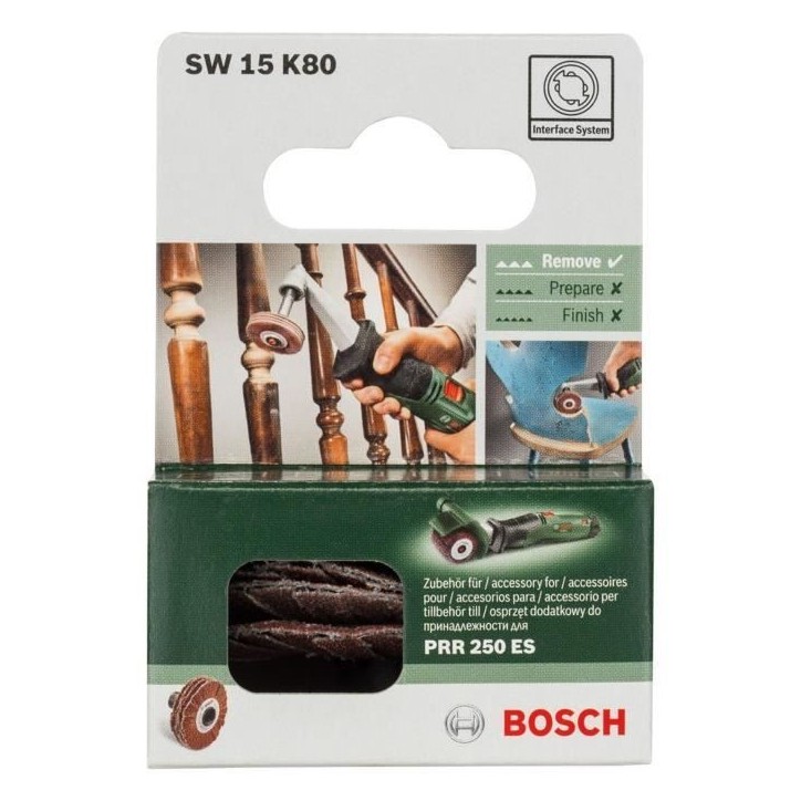 Cylindre abrasif Bosch - (Accesssoire pour Texoro, Grain 80, Largeur 15mm, Souple)