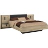 Lit double adulte avec 2 chevets - KIERAN - 140 x 190/200 cm - Chene/N