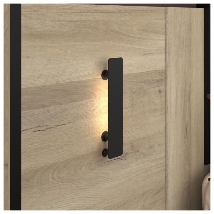 Lit double adulte avec 2 chevets - KIERAN - 140 x 190/200 cm - Chene/Noir - PARISOT Lit double adulte avec 2 chevets - KIERAN - 140 x 190/200 cm - Chene/Noir - PARISOT