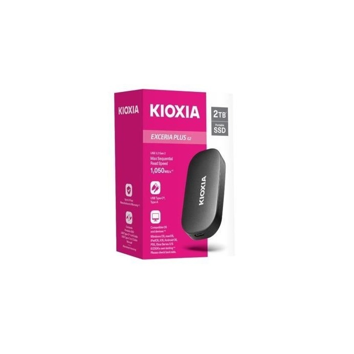 Disque dur SSD externe - Kioxia - EXCERIA Plus G2 Portable SSD - 1 TB - USB 3.2 Gen 2 / USB 3.2 Gen 1 / USB 2.0 Disque dur SSD externe - Kioxia - EXCERIA Plus G2 Portable SSD - 1 TB - USB 3.2 Gen 2 / USB 3.2 Gen 1 / USB 2.0