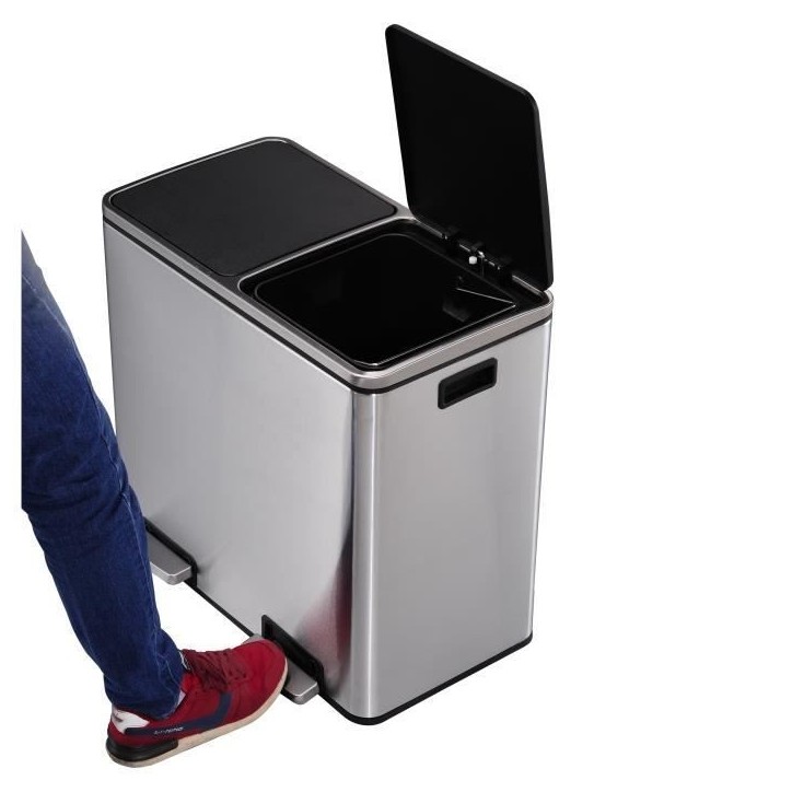 KITCHEN MOVE Poubelle de cuisine a pédale tri sélectif - Acier 60L (30+30) MAJOR KITCHEN MOVE Poubelle de cuisine a pédale tri sélectif - Acier 60L (30+30) MAJOR