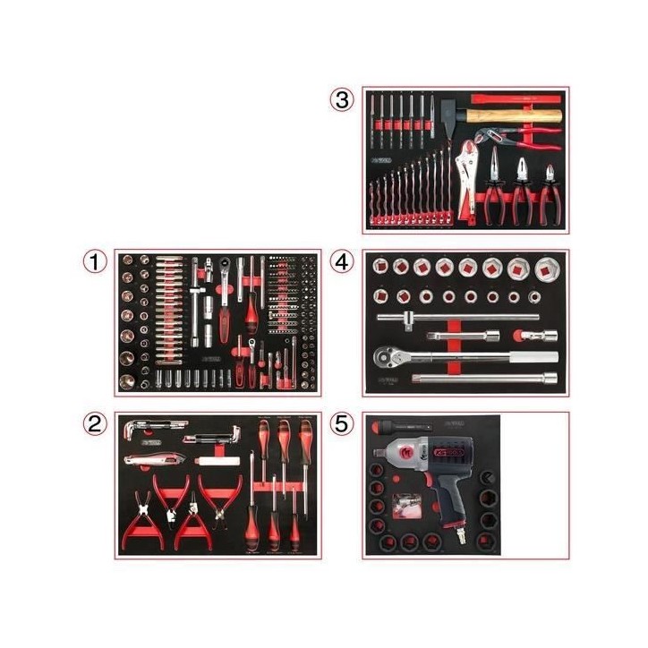 Servante d'atelier - Equipée - 6 tiroirs - KS Tools - 824.6298F - Noir - Equipée de 298 outils PL - Fabriquée en France