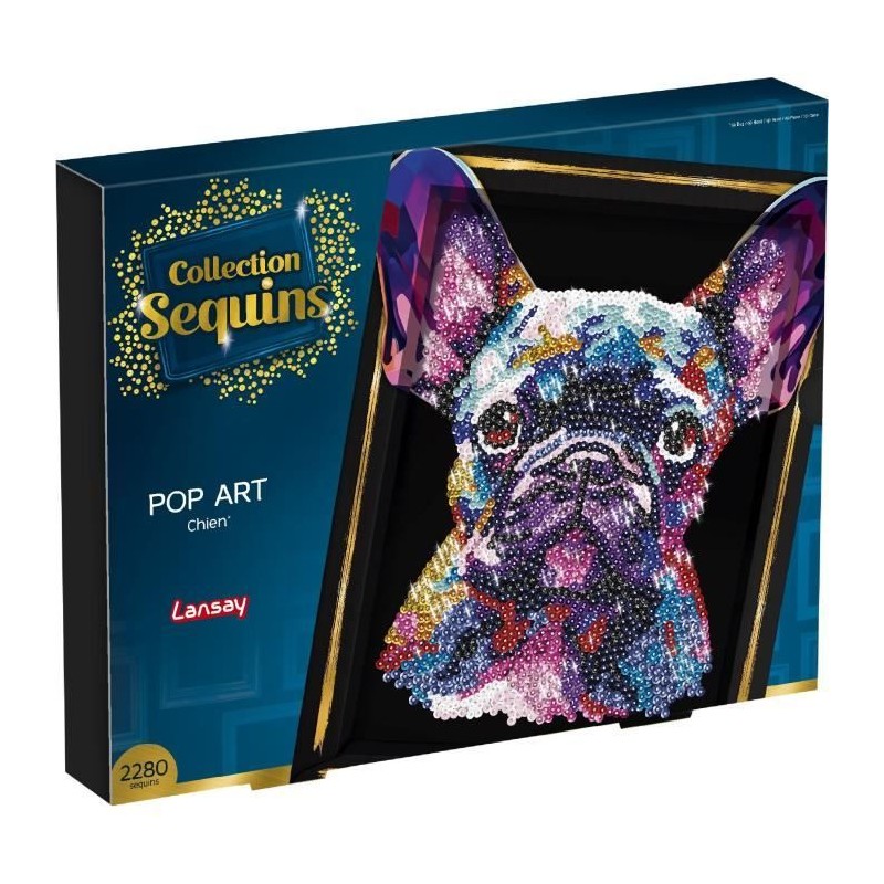 Kit loisir créatif - LANSAY - Collection Sequins - Pop art chien - De Kit loisir créatif - LANSAY - Collection Sequins - Pop art chien - De