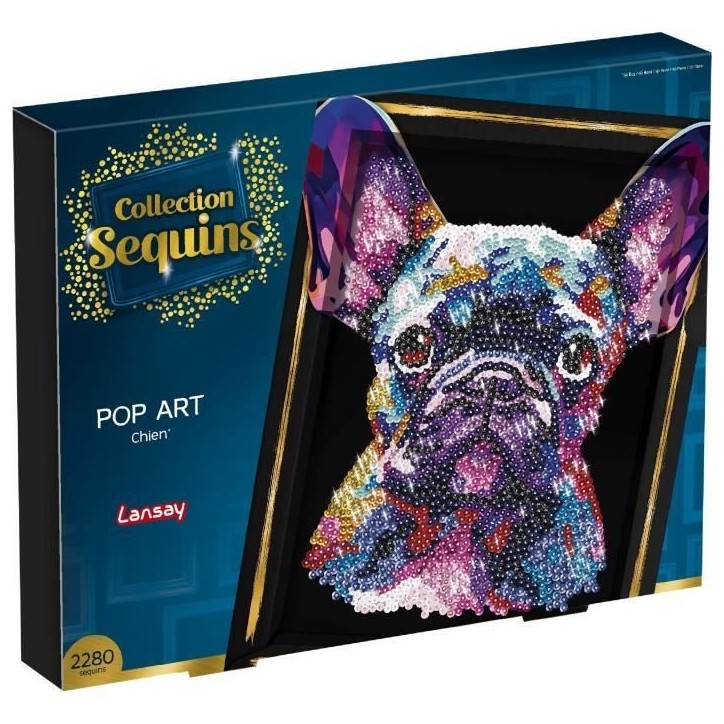 Kit loisir créatif - LANSAY - Collection Sequins - Pop art chien - Des 14 ans Kit loisir créatif - LANSAY - Collection Sequins - Pop art chien - Des 14 ans