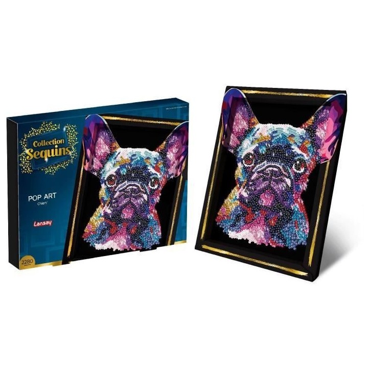 Kit loisir créatif - LANSAY - Collection Sequins - Pop art chien - Des 14 ans Kit loisir créatif - LANSAY - Collection Sequins - Pop art chien - Des 14 ans