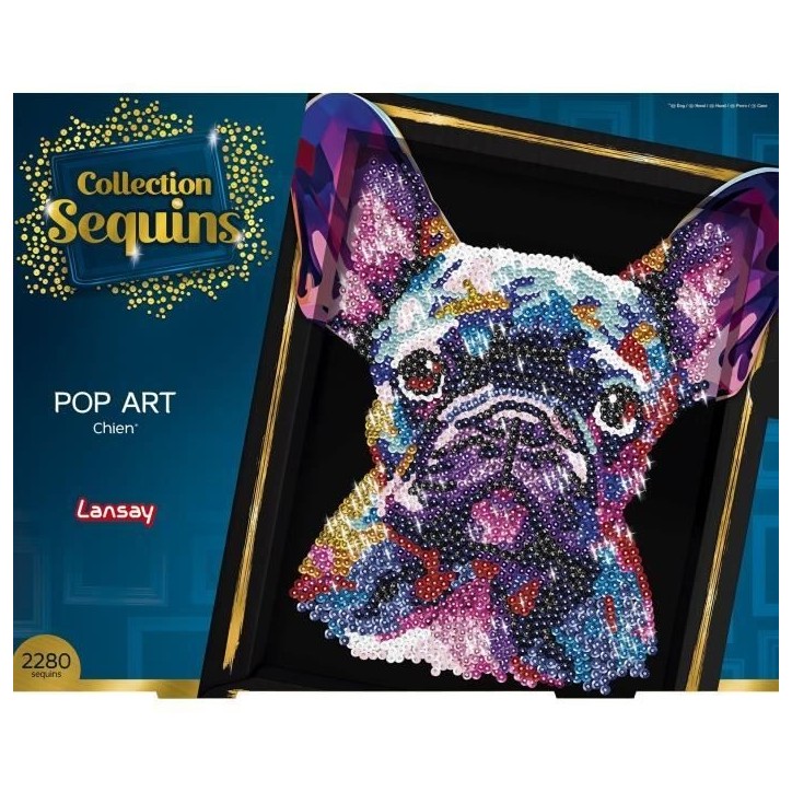 Kit loisir créatif - LANSAY - Collection Sequins - Pop art chien - Des 14 ans Kit loisir créatif - LANSAY - Collection Sequins - Pop art chien - Des 14 ans