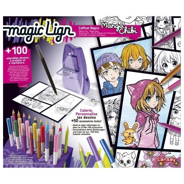 Magic Lign - LANSAY - Coffret Repro Manga Chibi - 100 illustrations - Des 7 ans