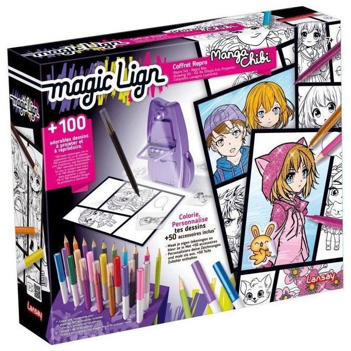 Magic Lign - LANSAY - Coffret Repro Manga Chibi - 100 illustrations - Des 7 ans