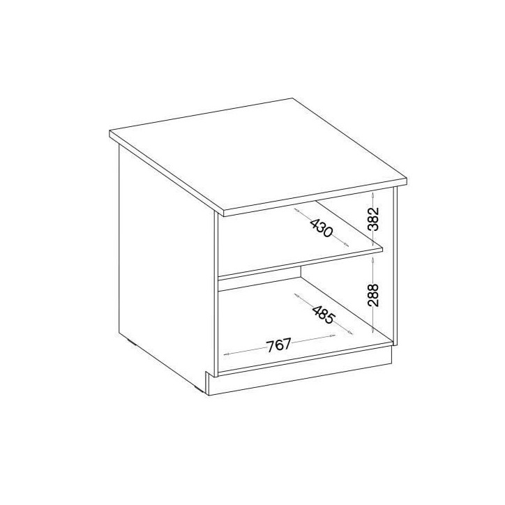 Meuble bas 2 portes battantes avec plan de travail - Décor chene sonoma - L 80 x P 51,6 x H 82 cm - LASSEN