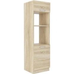 Meuble colonne four 2 portes battantes - Décor chene sonoma - L 60 x