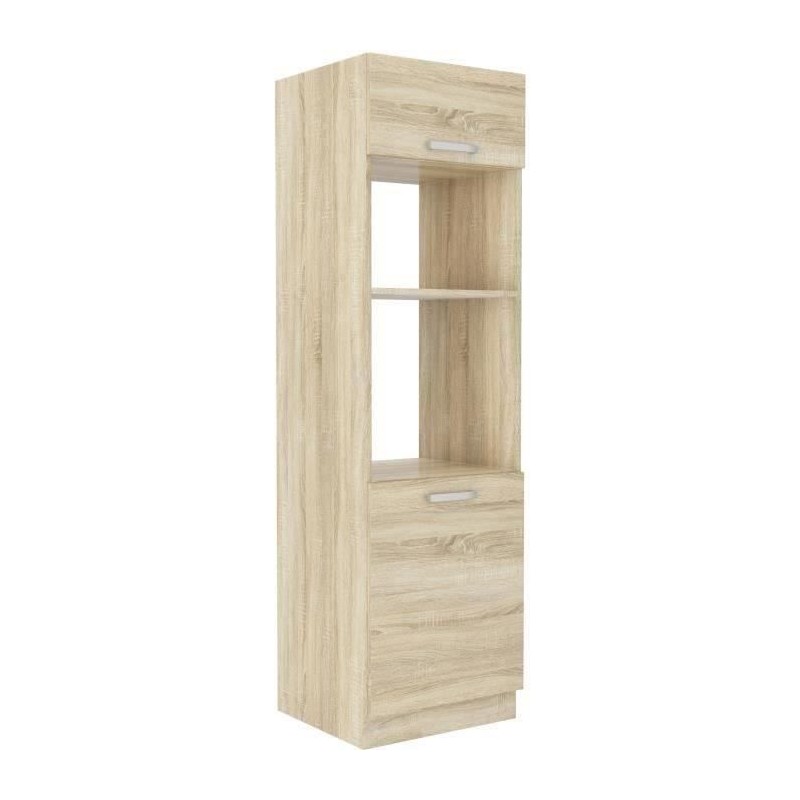 Meuble colonne four 2 portes battantes - Décor chene sonoma - L 60 x