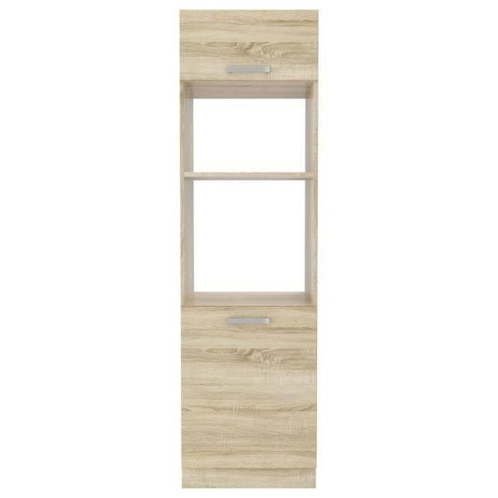 Meuble colonne four 2 portes battantes - Décor chene sonoma - L 60 x P 57 x H 210 cm - LASSEN