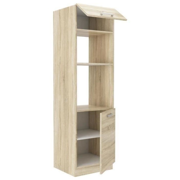 Meuble colonne four 2 portes battantes - Décor chene sonoma - L 60 x P 57 x H 210 cm - LASSEN