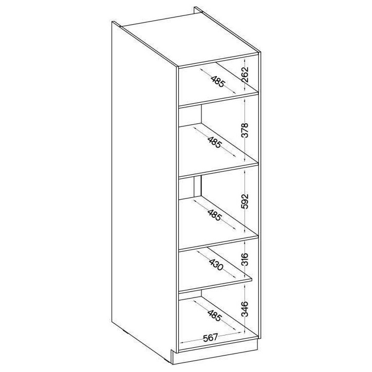 Meuble colonne four 2 portes battantes - Décor chene sonoma - L 60 x P 57 x H 210 cm - LASSEN
