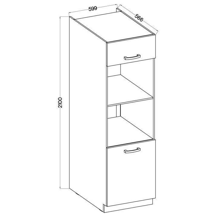 Meuble colonne four 2 portes battantes - Décor chene sonoma - L 60 x P 57 x H 210 cm - LASSEN