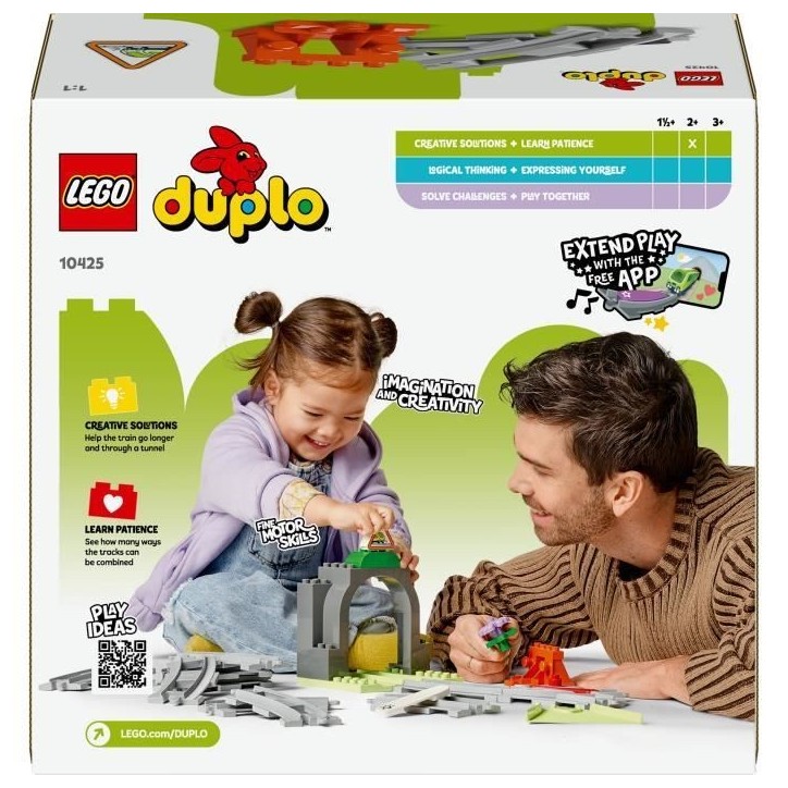 LEGO DUPLO Ma ville 10425 Set d'extension : Les rails et le tunnel du train - Jouet enfant