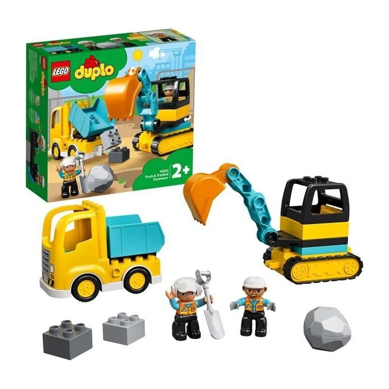 LEGO 10931 DUPLO Le Camion Et La Pelleteuse, Engin de chantier Jouet P LEGO 10931 DUPLO Le Camion Et La Pelleteuse, Engin de chantier Jouet P