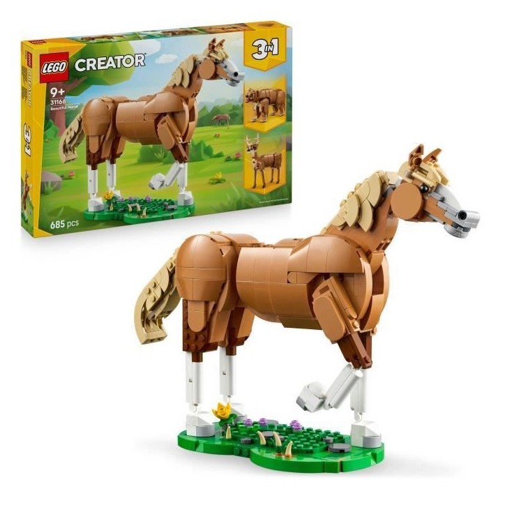 LEGO Creator 3-en-1 31166 Le Beau Cheval - Jeu de Construction des 9 ans