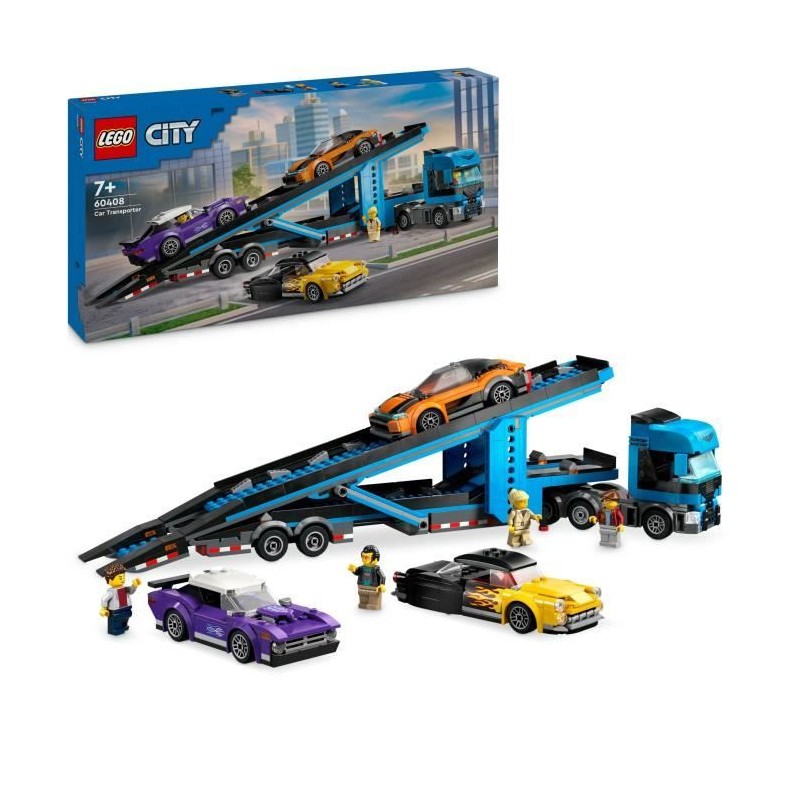 LEGO City 60408 Le camion de transport de voitures de sport, 4 véhicu LEGO City 60408 Le camion de transport de voitures de sport, 4 véhicu