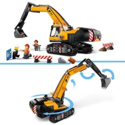 LEGO City 60420 La pelleteuse de chantier jaune, jouet pour enfant a p