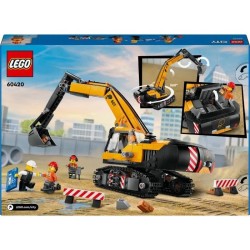 LEGO City 60420 La pelleteuse de chantier jaune, jouet pour enfant a p