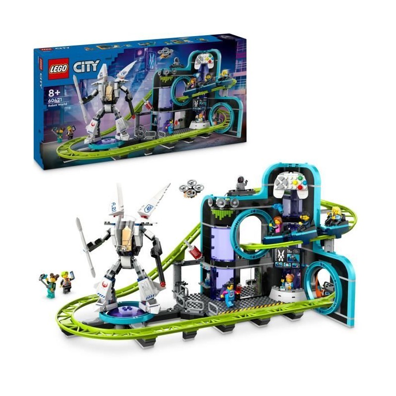 LEGO City 60421 Le parc d'attractions de Robot World - Jeux de fete fo LEGO City 60421 Le parc d'attractions de Robot World - Jeux de fete fo