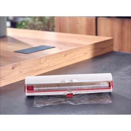 Dérouleur coupe-film Leifheit Perfect Cut 23051, coupe-film étirable pour film alimentaire et papier aluminium de max. 33 cm,