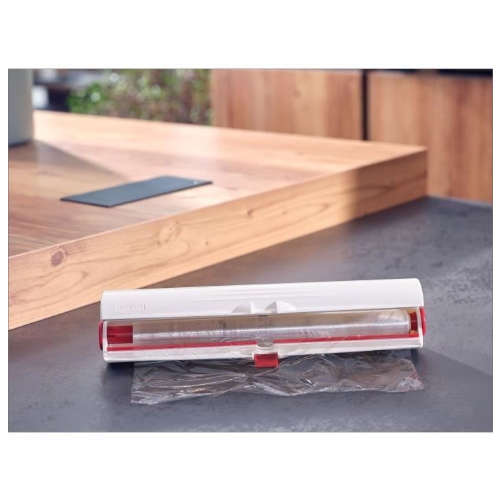 Dérouleur coupe-film Leifheit Perfect Cut 23051, coupe-film étirable pour film alimentaire et papier aluminium de max. 33 cm,