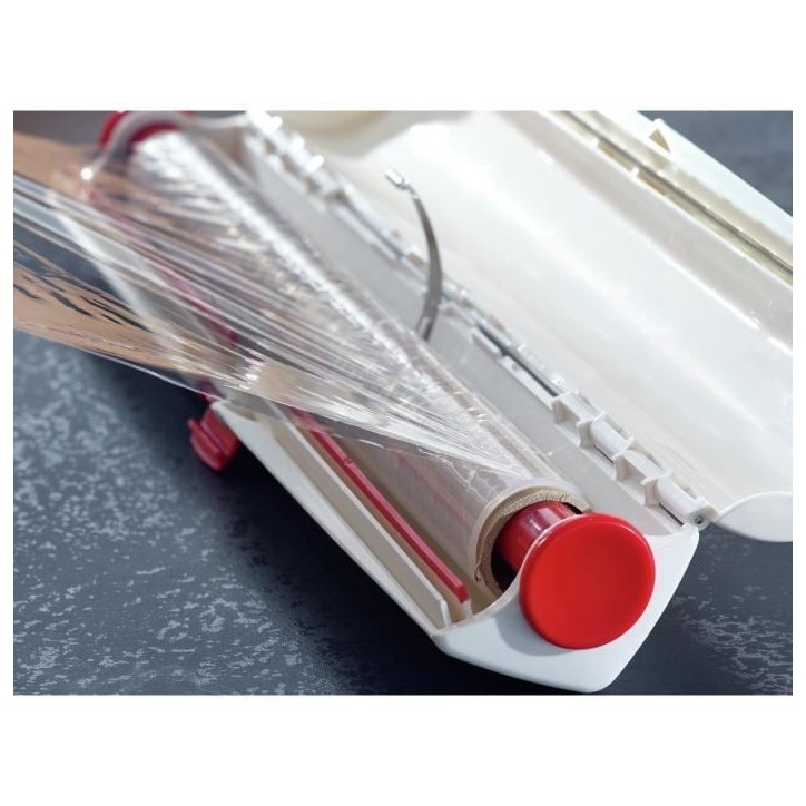 Dérouleur coupe-film Leifheit Perfect Cut 23051, coupe-film étirable pour film alimentaire et papier aluminium de max. 33 cm,
