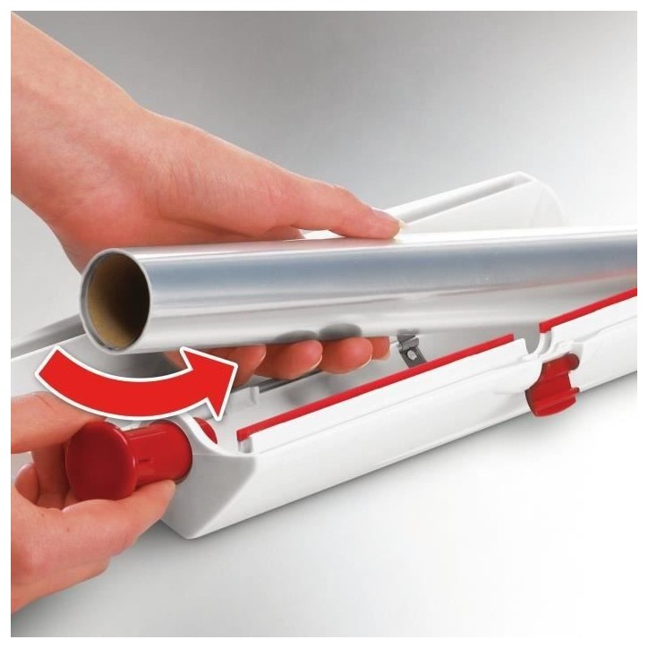 Dérouleur coupe-film Leifheit Perfect Cut 23051, coupe-film étirable pour film alimentaire et papier aluminium de max. 33 cm,