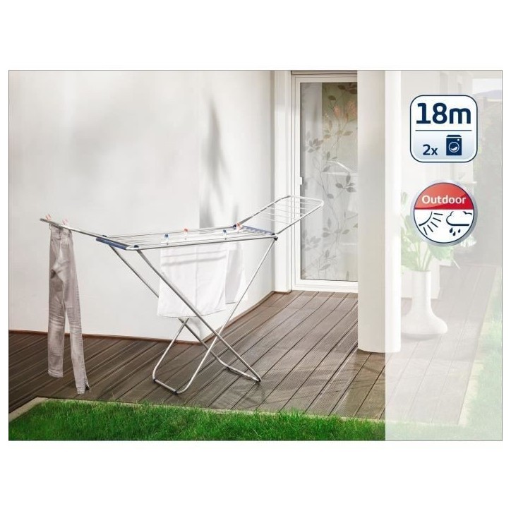 Étendoir a linge Leifheit 180 Classic Siena 81151, séchoir a linge avec 18m d'étendage, tancarville ultra-léger et spacieux, Étendoir a linge Leifheit 180 Classic Siena 81151, séchoir a linge avec 18m d'étendage, tancarville ultra-léger et spacieux,