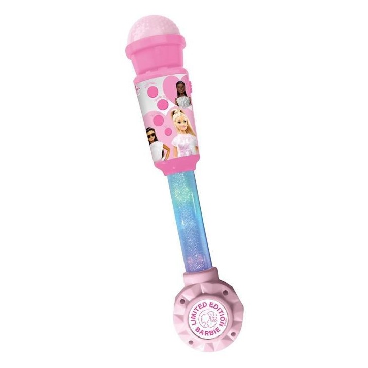Microphone Barbie avec tube lumineux, enceinte (entrée auxiliaire), mélodies et effets sonores Microphone Barbie avec tube lumineux, enceinte (entrée auxiliaire), mélodies et effets sonores