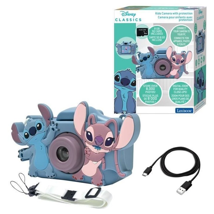 LEXIBOOK - Appareil photo pour enfant avec protection - 4 en 1 - Disney Stitch - carte mémoire incluse LEXIBOOK - Appareil photo pour enfant avec protection - 4 en 1 - Disney Stitch - carte mémoire incluse