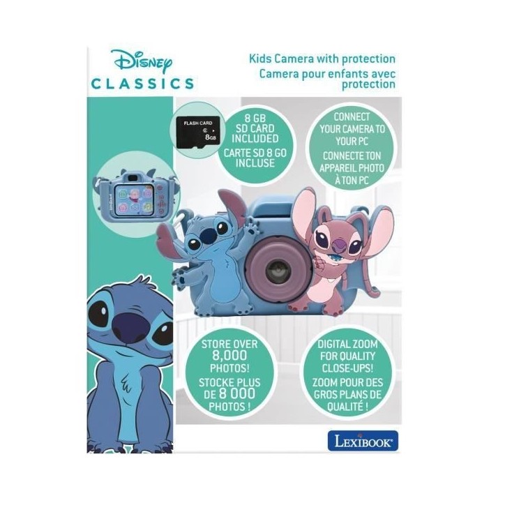 LEXIBOOK - Appareil photo pour enfant avec protection - 4 en 1 - Disney Stitch - carte mémoire incluse LEXIBOOK - Appareil photo pour enfant avec protection - 4 en 1 - Disney Stitch - carte mémoire incluse
