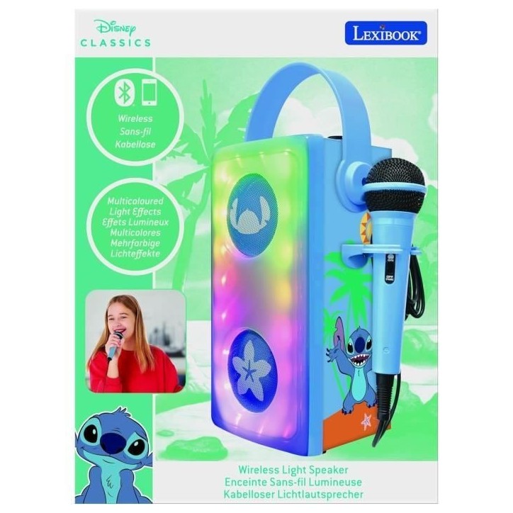 Puissante enceinte Bluetooth lumineuse Stitch avec micro