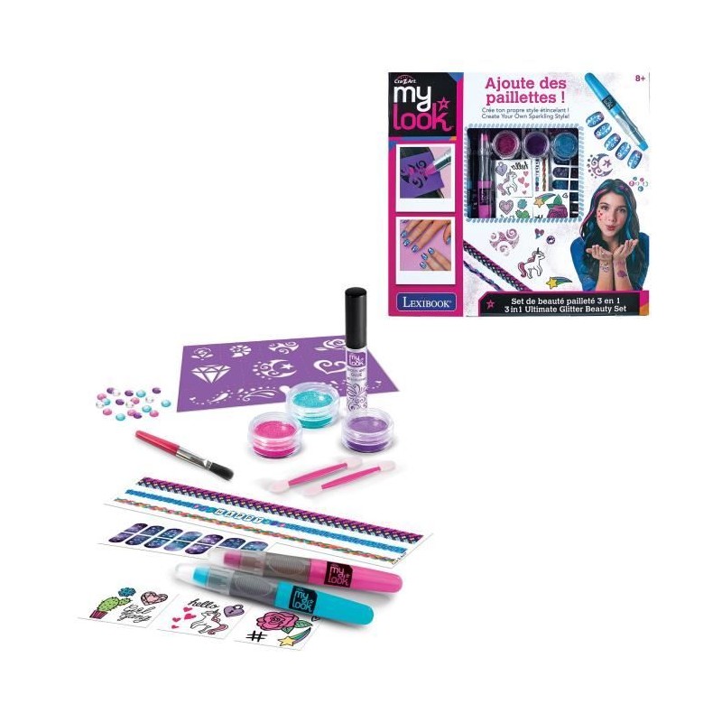 LEXIBOOK - Kit de beauté 3 en 1 pailleté LEXIBOOK - Kit de beauté 3 en 1 pailleté