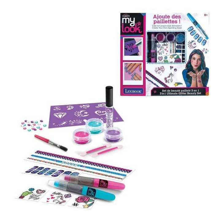 LEXIBOOK - Kit de beauté 3 en 1 pailleté