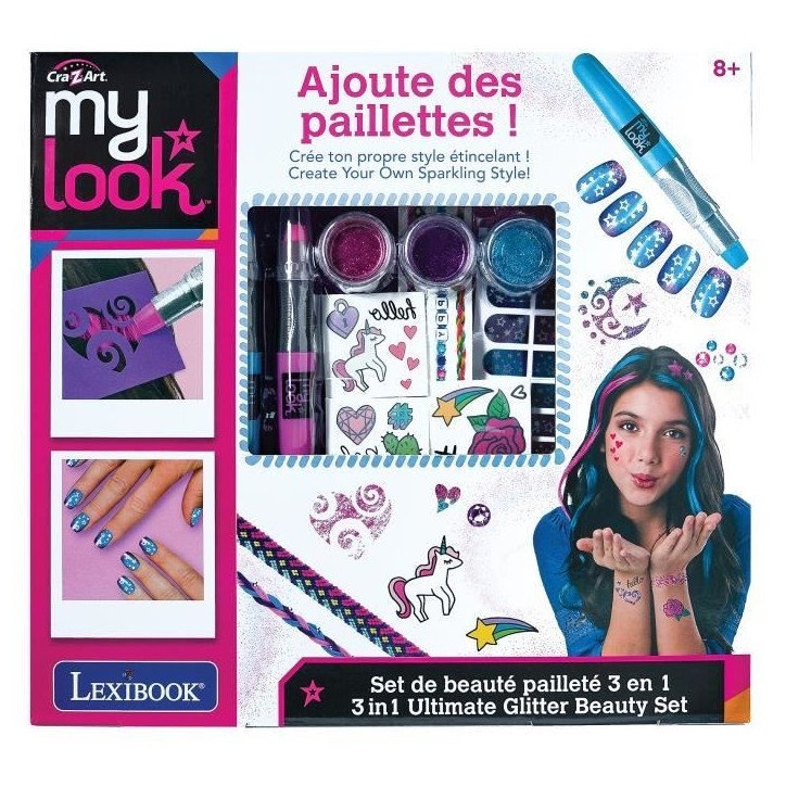 LEXIBOOK - Kit de beauté 3 en 1 pailleté