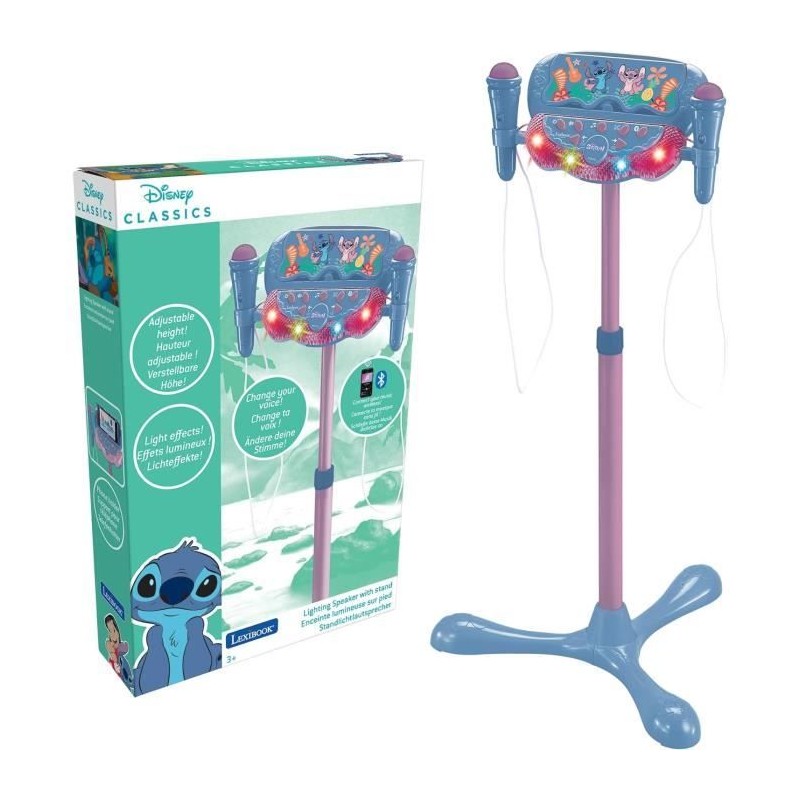 Microphone Stitch sur pied ajustable lumineux avec enceinte, 2 Micros Microphone Stitch sur pied ajustable lumineux avec enceinte, 2 Micros