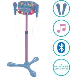 Microphone Stitch sur pied ajustable lumineux avec enceinte, 2 Micros