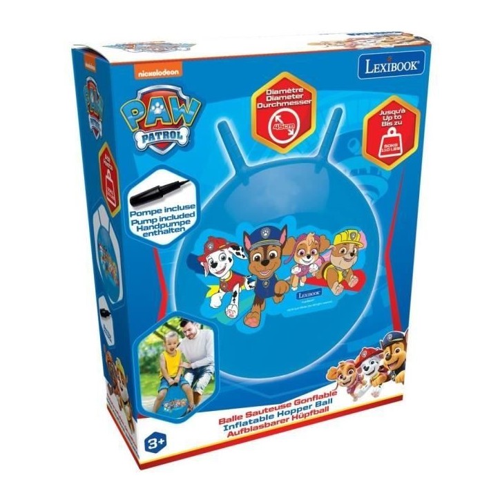 Balle Sauteuse Gonflable Pat' Patrouille - Lexibook - 45cm - Pour Enfant de 3 ans et plus