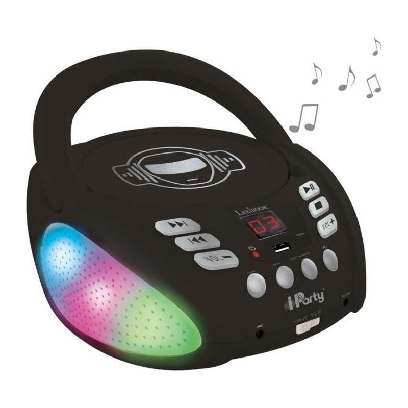 Lecteur CD Bluetooth LEXIBOOK iParty avec Effets Lumineux et USB - Pou Lecteur CD Bluetooth LEXIBOOK iParty avec Effets Lumineux et USB - Pou