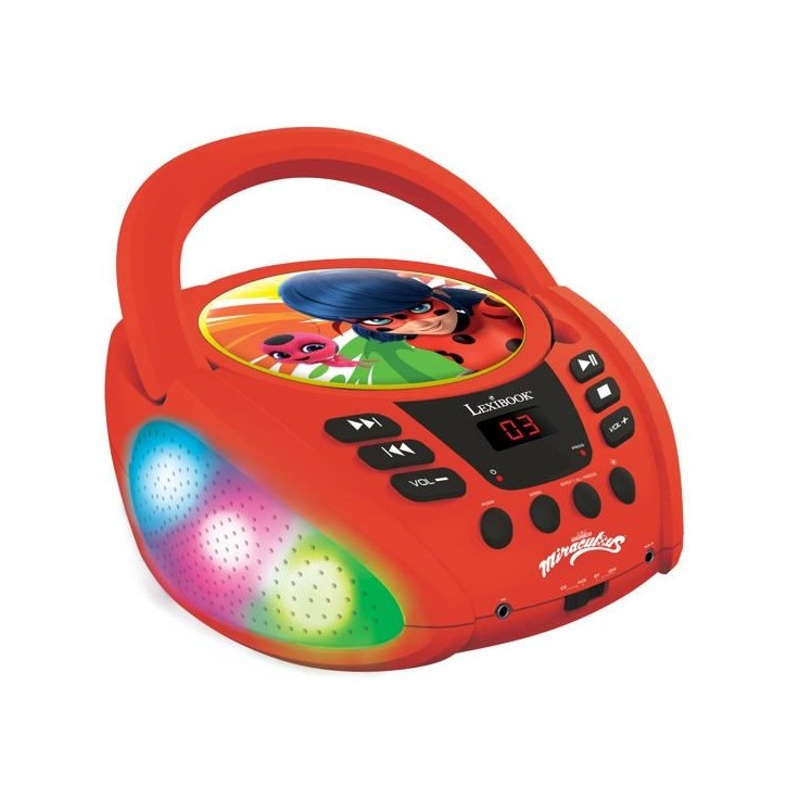 Lecteur CD Bluetooth lumineux Miraculous - LEXIBOOK - MIRACULOUS - CD/CD-R/CD-RW - Bluetooth 5.0 - Enfant