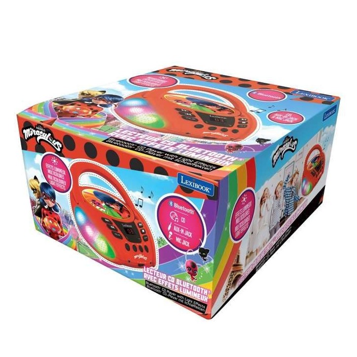Lecteur CD Bluetooth lumineux Miraculous - LEXIBOOK - MIRACULOUS - CD/CD-R/CD-RW - Bluetooth 5.0 - Enfant