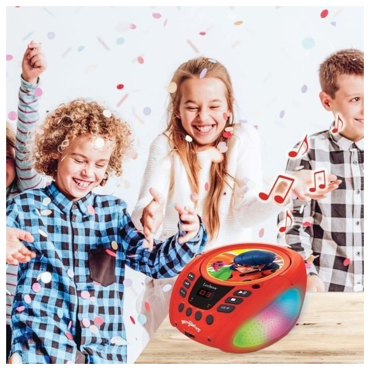 Lecteur CD Bluetooth lumineux Miraculous - LEXIBOOK - MIRACULOUS - CD/CD-R/CD-RW - Bluetooth 5.0 - Enfant