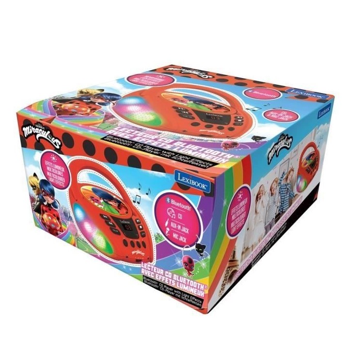 Lecteur CD Bluetooth lumineux Miraculous - LEXIBOOK - MIRACULOUS - CD/CD-R/CD-RW - Bluetooth 5.0 - Enfant