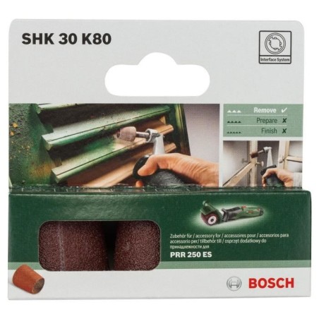 Lot de 3 abrasifs coniques Bosch PRR 30mm G80 pour poncer bois, métal et matiere synthétique